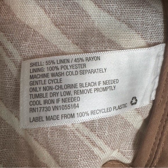 Linen Blend Blazer Shorts Suit Set Brown Zebra Natural Comfort Size M - Picture 7 of 11